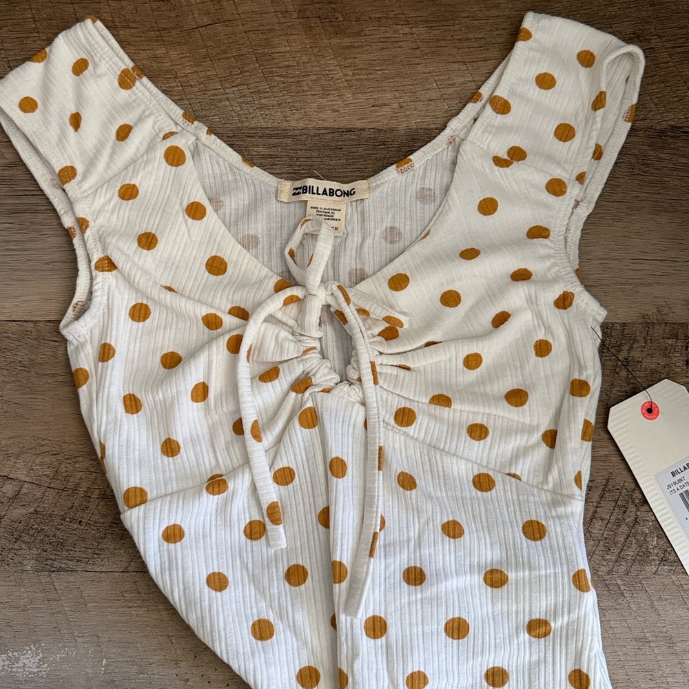 Billabong “It’s a Date” polka dot thong body suit